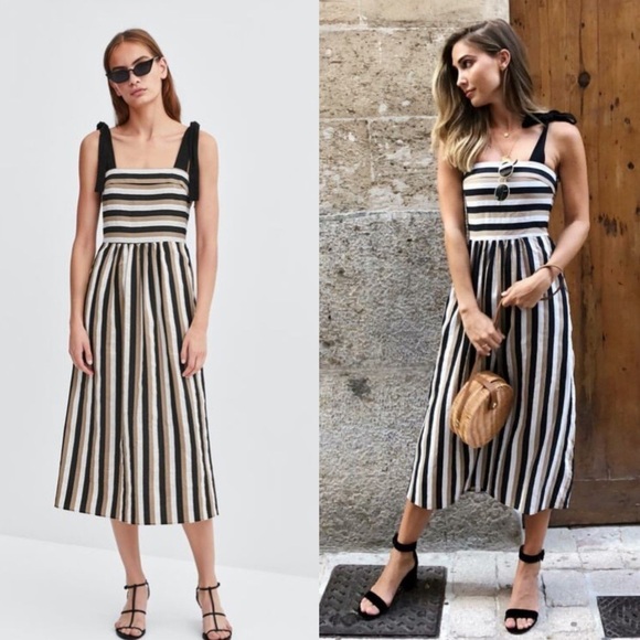 Zara Dresses & Skirts - Zara TRF Striped  Linen Dress​​​​